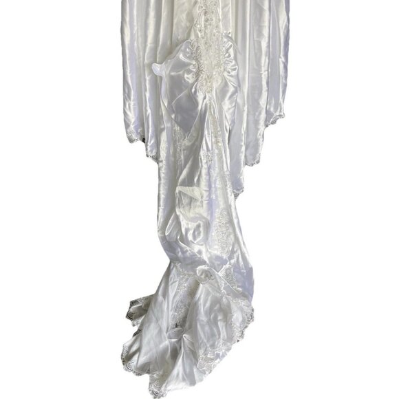Vintage Bridal Victorian Long Wedding Dress Sz Petite White Ivory Sweetheart - Picture 15 of 16